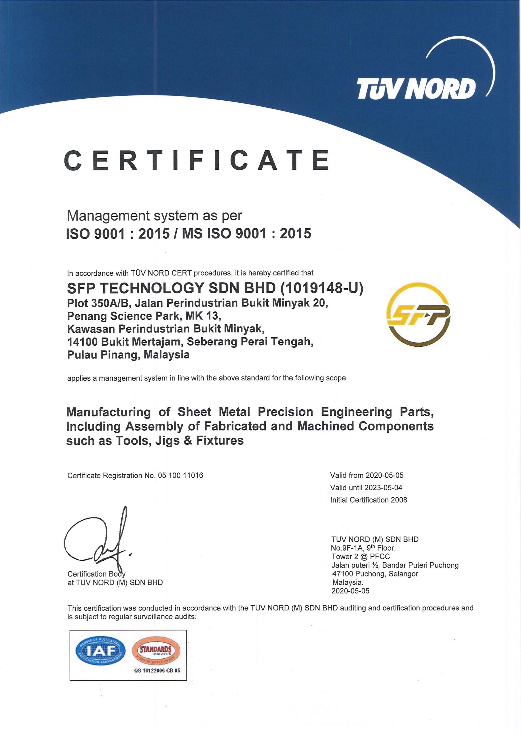 SFP-certificate